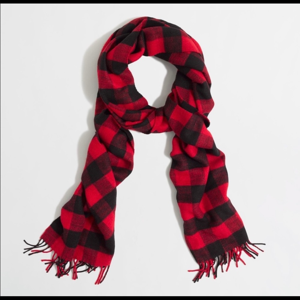 JCrew Navy and Red Fleece Scarf